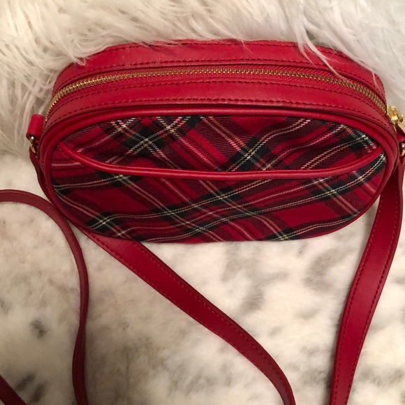 Talbots red plaid Leather and fabric crossbody bag - Picture 5 of 8